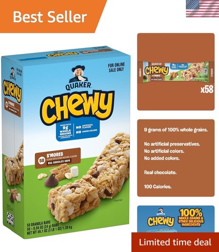 Chewy S'mores Granola Bars - 58 Count, Whole Grain & Real Chocolate Treats