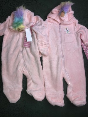 NWT Wippette unicorn TWINS 6-9 M rainbow outfits bunting pram coat one piece fur