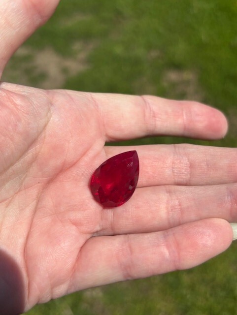 Natural certified Mozambique TCW 30.00 Blood Red Ruby Pear Gemstone