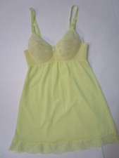 34B Perky Molded Cup Mini Bra Slip Mod 1960s Yellow Girlie Boudoir Warners