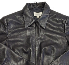 Principles Leather Jacket Leather Style Coat Zip Up Black Size Medium