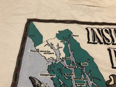 Vintage Inside Passage Alaska Map Route White XL T Shirt | eBay