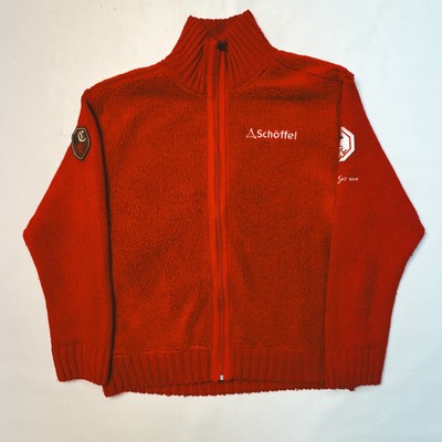 Shoffel Austria Ski Red Fleece Sherpa Wool Sweater Size L