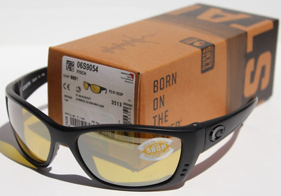 COSTA DEL MAR Fisch 580 POLARIZED Sunglasses Blackout/Sunrise Silver 580P NEW