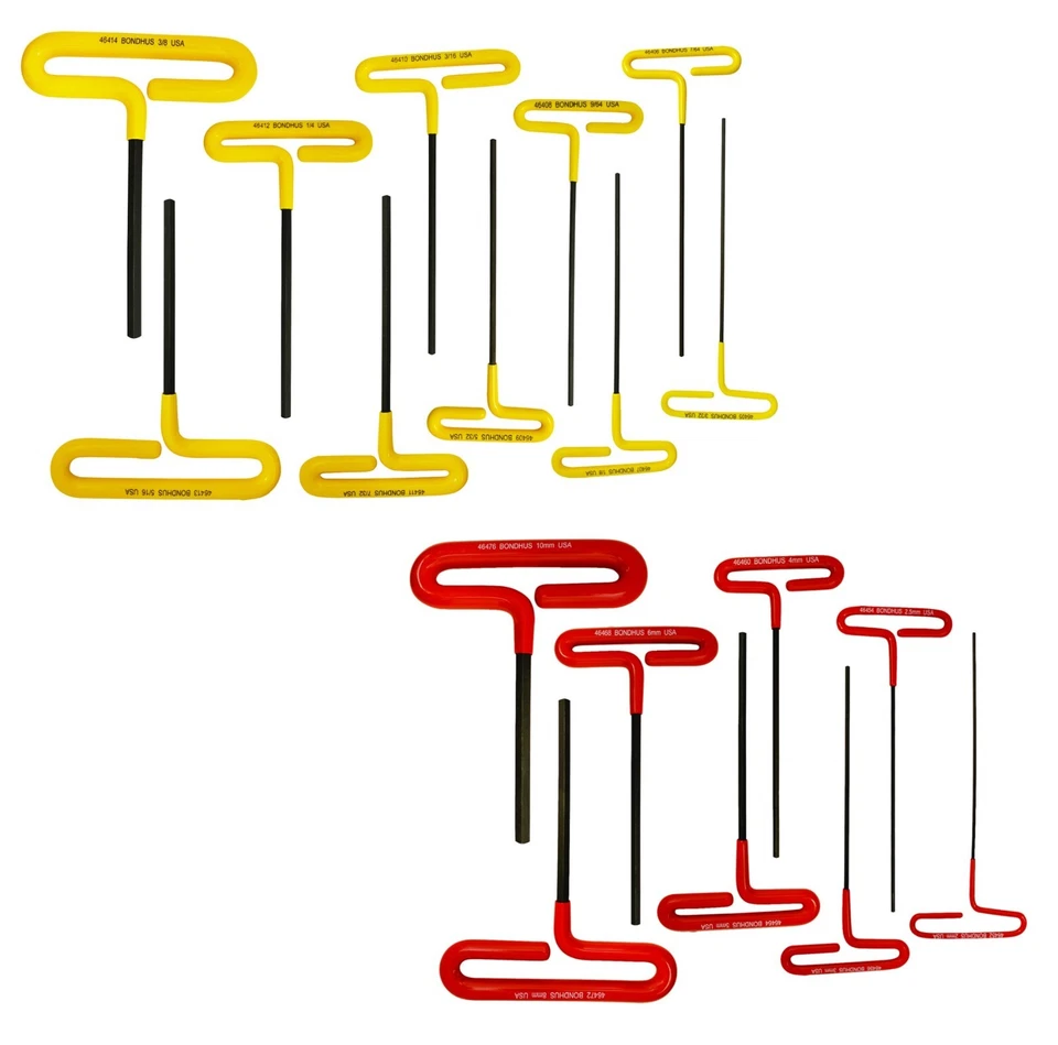Bondhus Loop T Handle Hex Wrench Set Metric SAE Standard 3/32-3/8in 2-10mm USA - Image 2 of 4