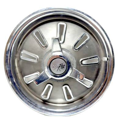 1964 Chevy Corvette C2 Stingray Hubcap & Spinner 15 inch 3-Bar Stainless Steel