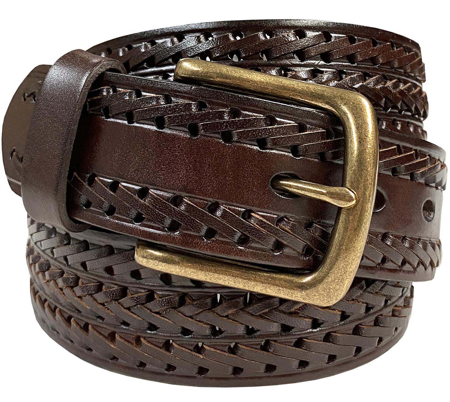 Men's Genuine Leather Triple Braided Western Belt - 1.5" Wide, Black, Size 34