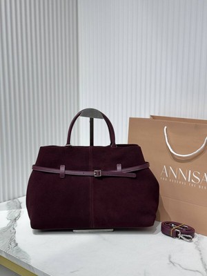 suede burgundy women's tote bag made of genuine leather with a pouch for the New