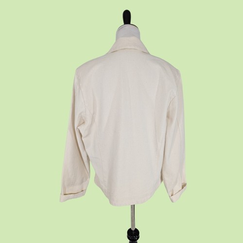 VTG ORVIS blazer L Women Cotton Denim Ivory Single Button - Picture 2 of 8