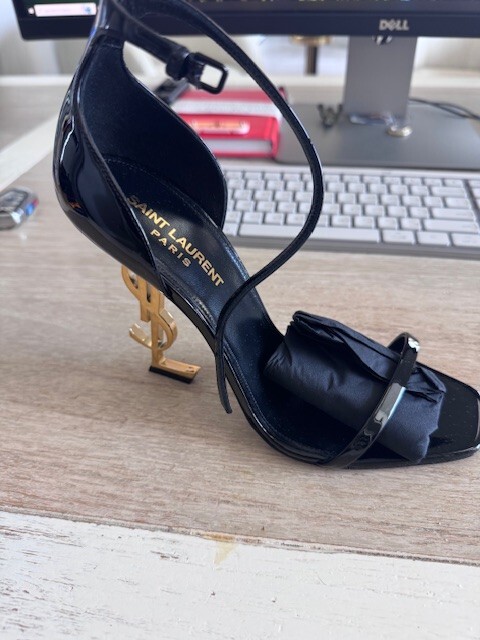 Saint Laurent ysl sandali tacco opyum nero vernice 85mm misura 39 mai indossati