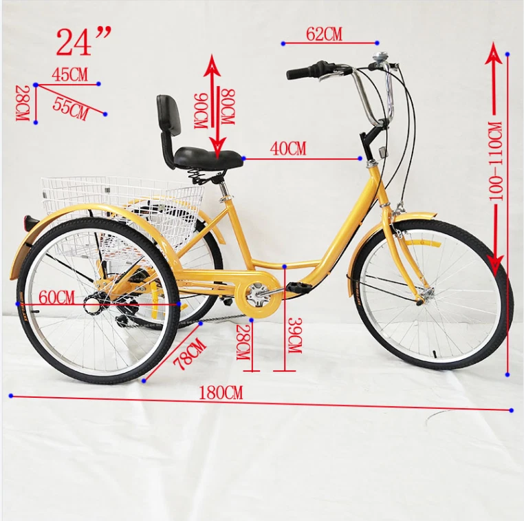 NEU Dreirad Für Erwachsene Fahrrad Erwachsenendreirad&Korb 24" 3 Räder 6-Gang - Bild 4 von 4