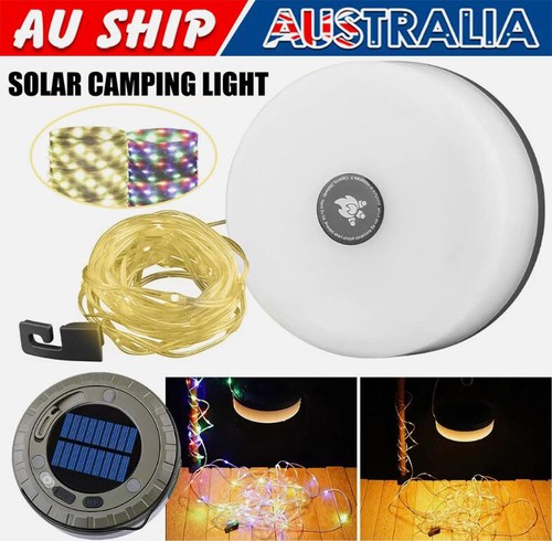Solar 10m 2in1 LED Camping String Light Portable Stowable Retractable Waterproof
