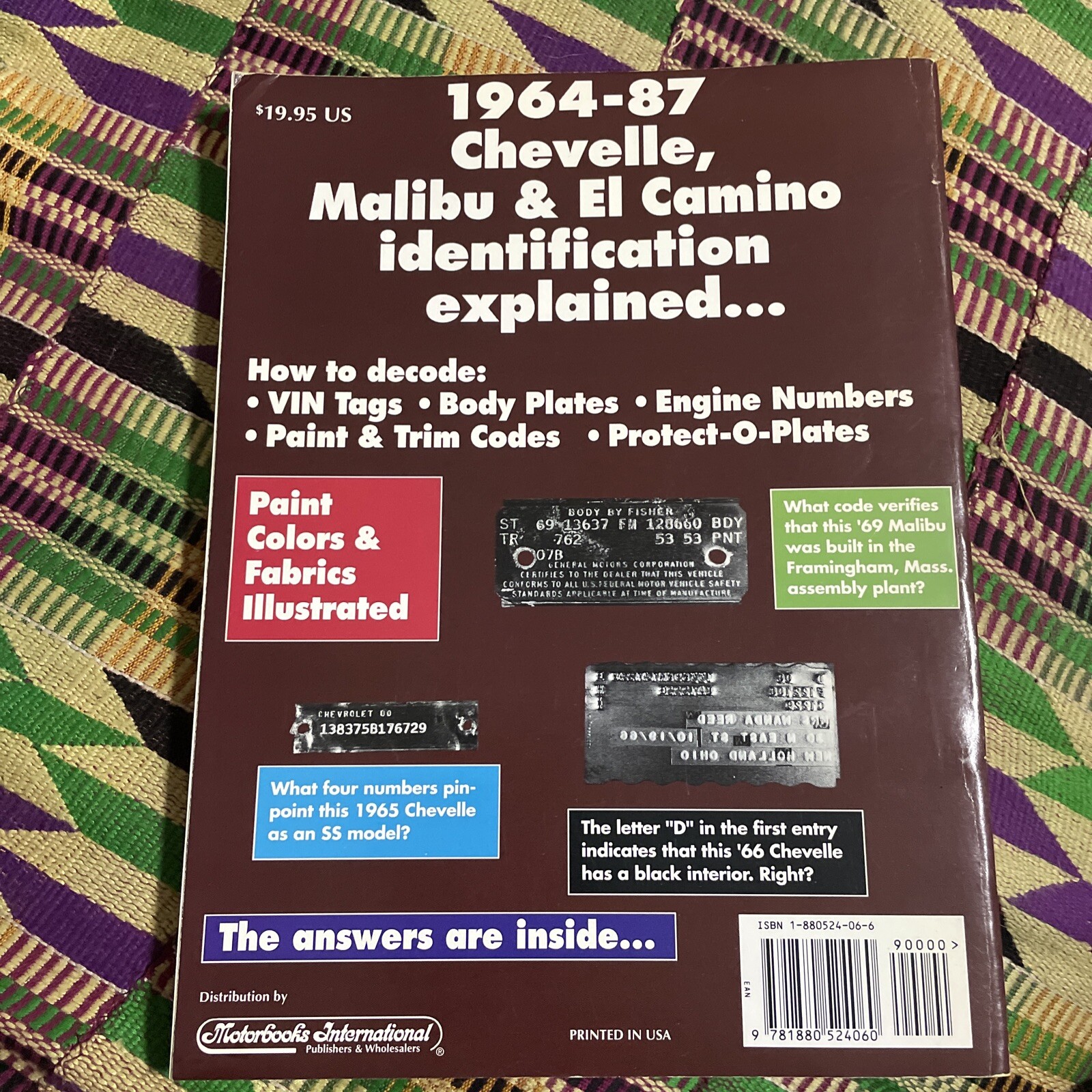 Catalog Of Chevelle/Malibu/El Camino ID Numbers 19641987 Manual VG eBay