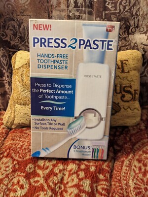 Press To Paste Toothpaste Dispenser W/ Toothbrush Holder