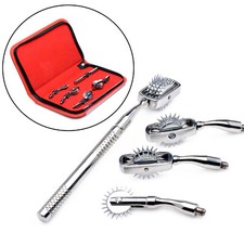 Deluxe Wartenberg Wheel Set W Travel Case Massager Massage Tools Stainless Steel