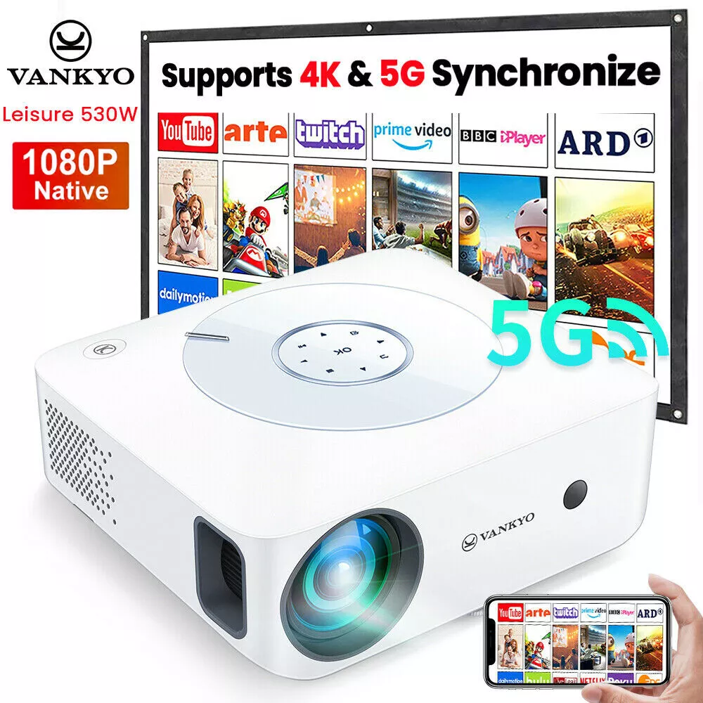 VANKYO Leisure E30WT Native 1080P Full HD Video Projector, 5G WiFi  Projector Supports 4K, LCD, Portable Projector Compatible with TV Stick,  HDMI, USB