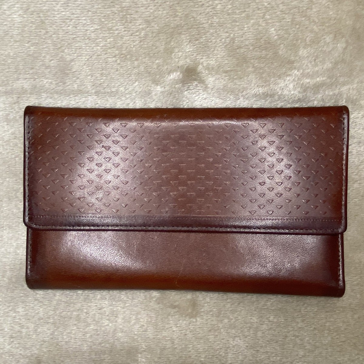 VTG Princess Gardner Trifold Leather Wallet Checkbook Kiss-lock Coin Pouch  Brown