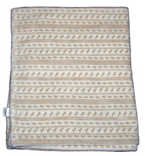 Hudson HB Baby Tan Cream Plush Blanket Line Check Mark Dash 30x36"