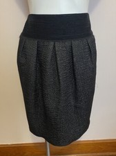Armani Collezioni Italy Black Crinkle Ribbed Textured Pocket Lined Skirt 6