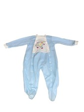 Vtg BabyGro Large 12 18 Large Footed Pajamas Blue White Clown USA Made