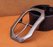 Heavy Solid Silver Men Leather Huge Center Bar Jeans Belt Buckle Fit 40mm Strap