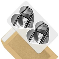 2 x Heart Stickers 10 cm - BW - Science Film Reel Camera Fun #39461