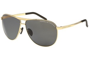 PORSCHE DESIGN Sunglasses P8642-B GOLD Aviator Frames Brown Mirror Lenses
