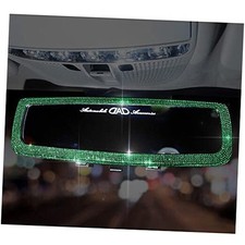 Bling Rhinestone Rear View Mirror with Crystal Diamonds Bling Car Green