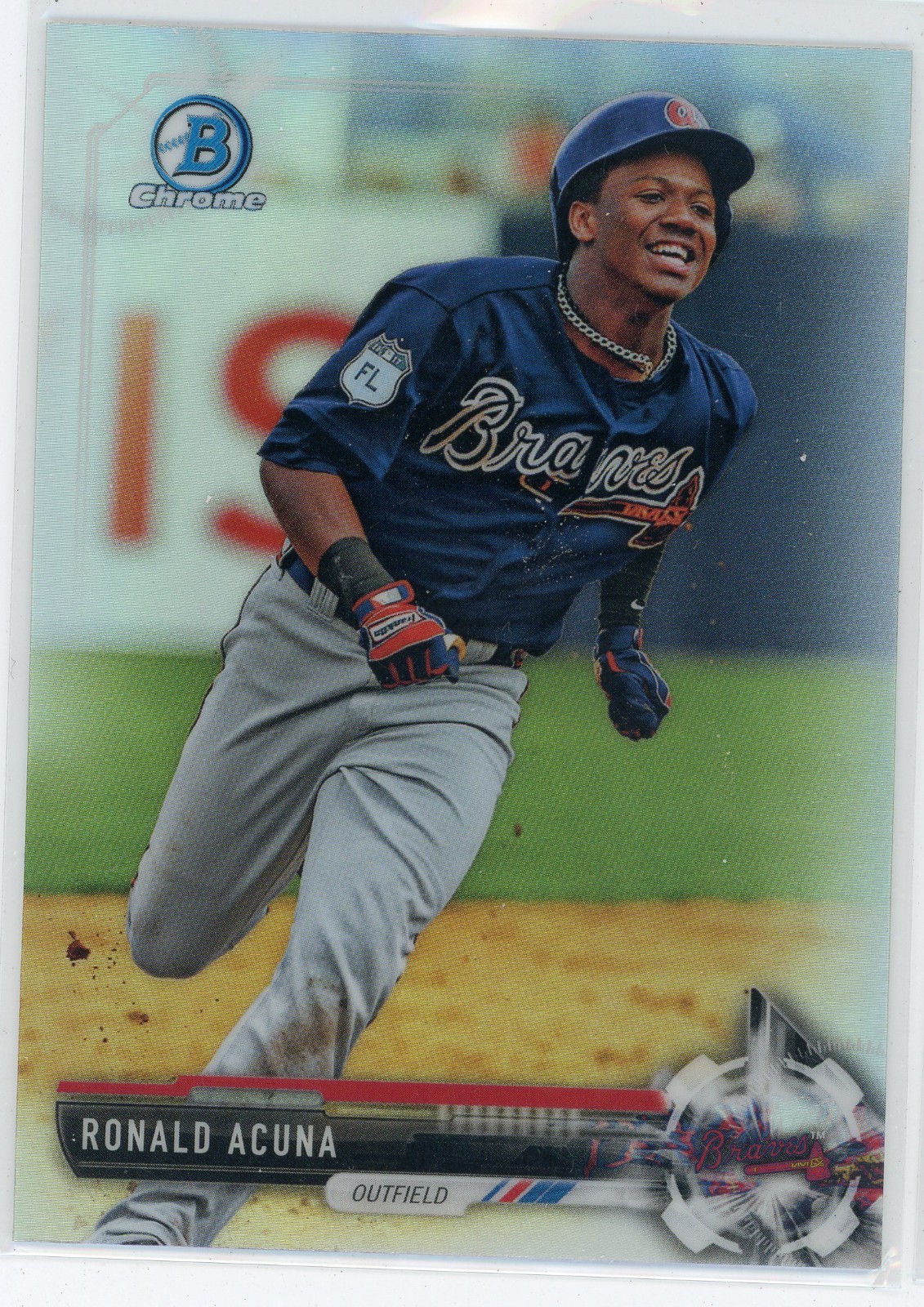 2017 Bowman Chrome Draft Prospect Refractor Rookie Ronald Acuna #39 Braves