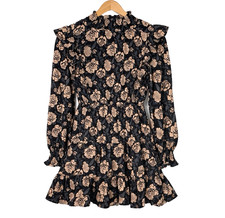 Nasty Gal Mini Dress Womens 4 Dark Cottage Floral Prairie Boho Ruffle Tiered NWT