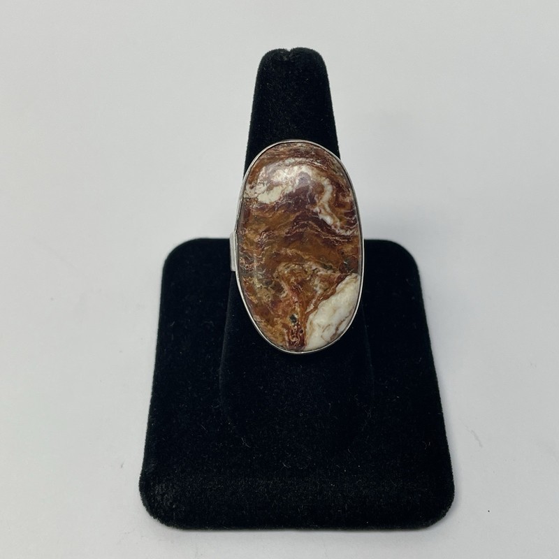 Crazy Lace Agate 925 Sterling Silver Statement Ring  Size 11.5