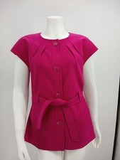 Trina Turk Womens Pink Cap-sleeve Button Down Jacket Size 2