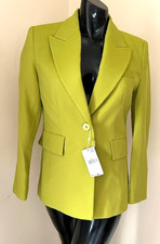 NWT MANGO MNG tailored blazer single button vibrant lime green size M