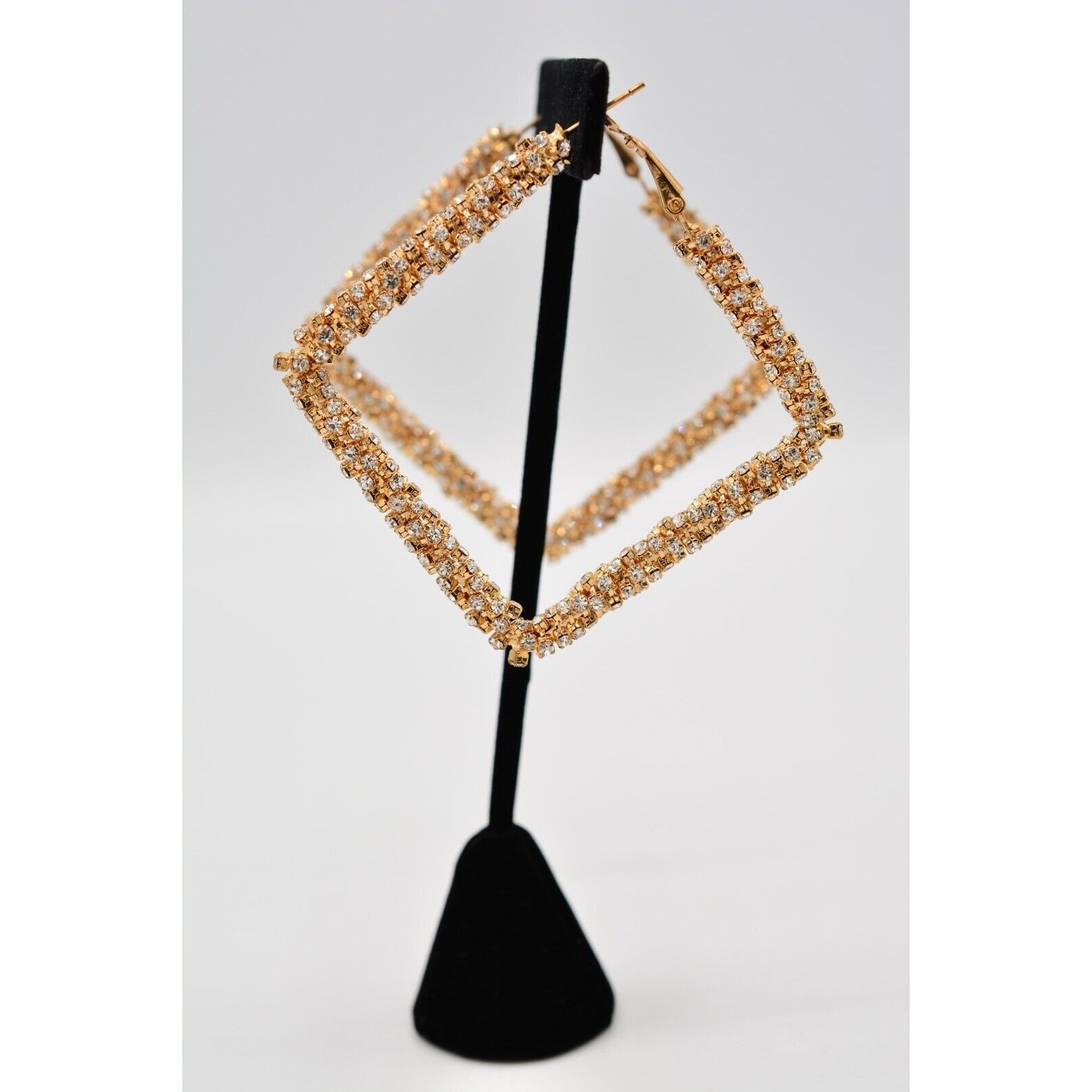 Dangle Statement Hoops Earrings Square Rhinestone… - image 10