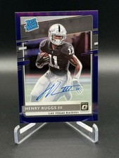 Henry Ruggs III 2020 Donruss Optic Rated Rookie Auto Purple #/50 On Card Auto. rookie card picture