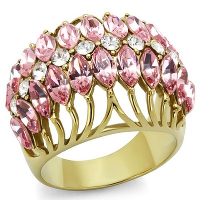 Gold Rosa Ring Marquise Cocktail Zirkonia Damen