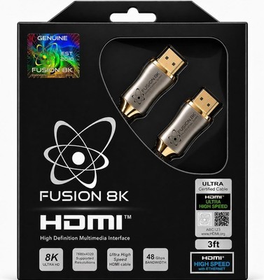 Fusion8K HDMI 2.1 Cable Supports 8K @60Hz and 4K @120Hz (3 Feet)