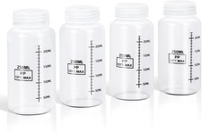 Plastic Bottles with Airtight Caps 8oz/250ml, Food Grade Wide Mouth Liquid Co...