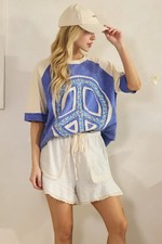 Sage + Fig Peace Sign Short Sleeve Washed Tee...