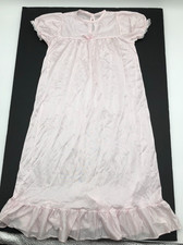 Vintage Little Girls Pink Satin long Nightgown size see measurements