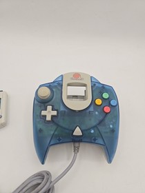 Sega Dreamcast Clear Blue Controller HKT-7700 & VMU HKT-7000 - Tested Read See