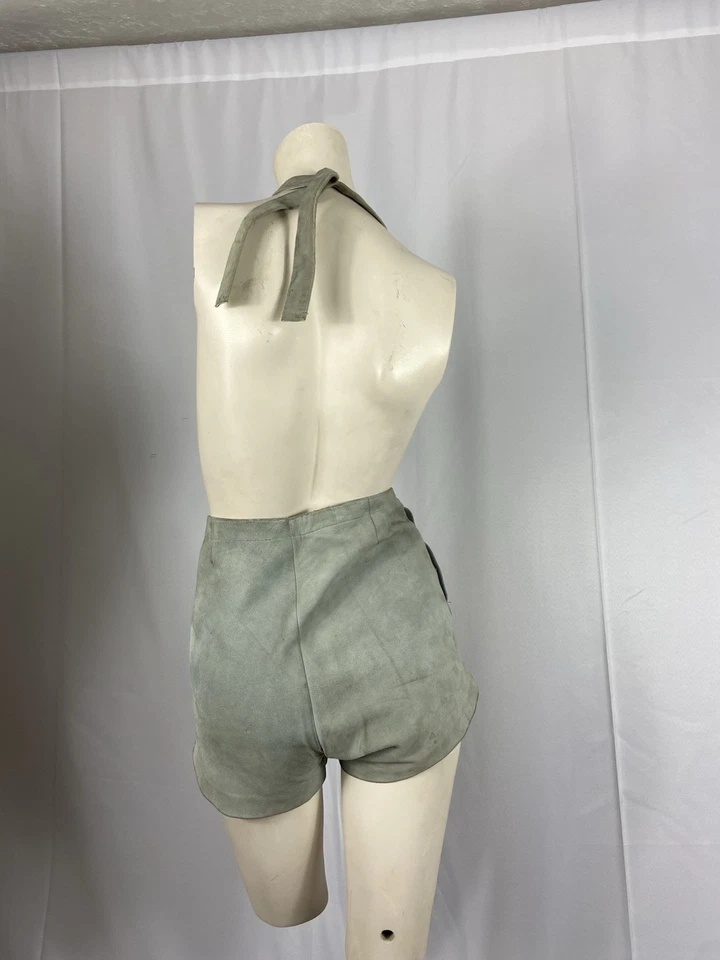 Mameluco vintage Go Go años 70 de cuero gris Foto 3 de 4