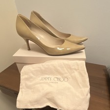 Jimmy Choo Patent Leather Nude Pointed Toe St...