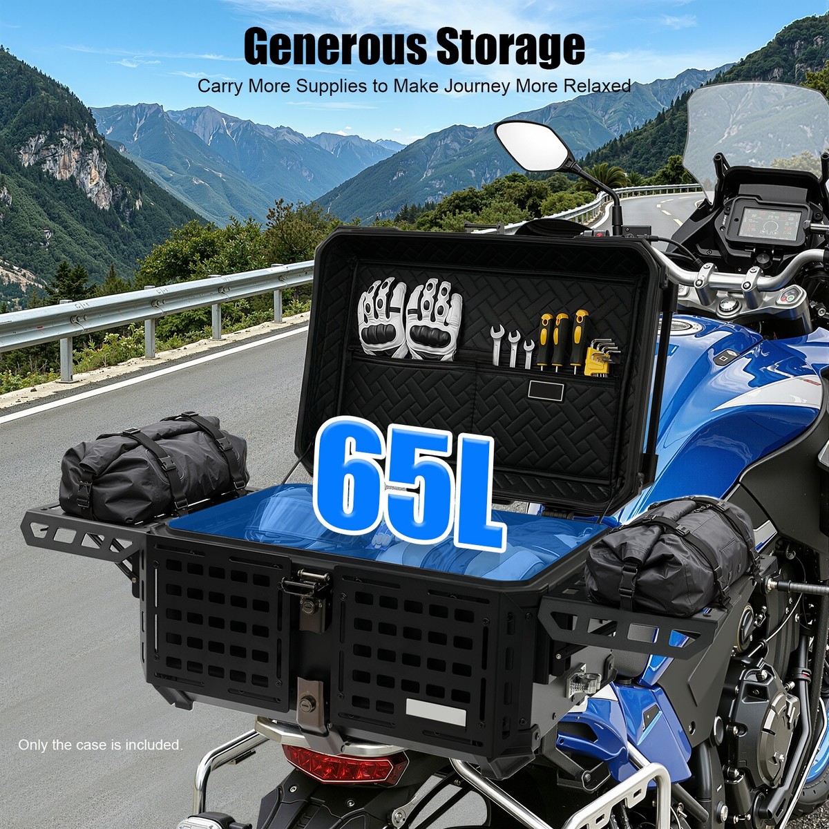 65L Motorcycle Top Case, Motorbike Tail Box, Detachable Motorcycle