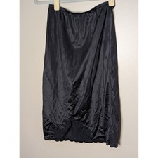 Vintage Contessa Black Nylon Half Slip Lace Trim Scalloped Hem 4546 Small