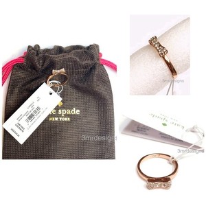 Authentic NWT Kate Spade READY SET BOW 12-K Rose Gold Plated CZ Crystals Ring-Sz.7