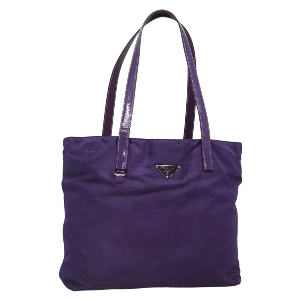 PRADA Tote Bag Nylon Purple Silver Auth BA4659 | eBay