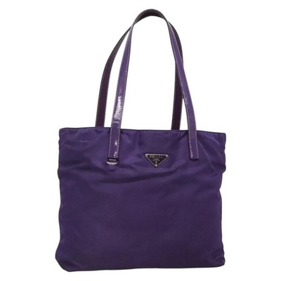 PRADA Tote Bag Nylon Purple Silver Auth BA4659 | eBay