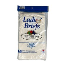 Vintage 1988 Fruit Of The Loom Ladies  Briefs White Cotton Size 9 3-Pack NOS