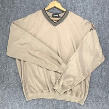 Vintage Ashworth Golf Windshirt Men's Medium Tan V-Neck Made in USA Pullover